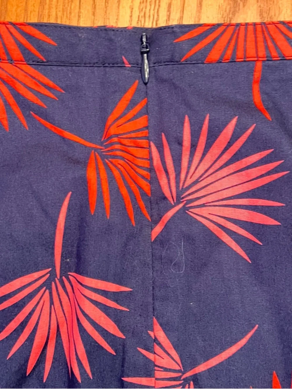 Boden Scattered‎ Holiday Palm Print A-Line Cotton Skirt Navy Blue & Pink Size 4